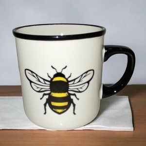 Bee Lovers Coffee Ceramic Mug White Black Yellow